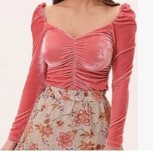 NWT Mink Pink Velvet Long Sleeve Crop Top XS